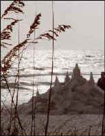 Sandcastle sunset on the Gulf island beaches of Anna MAria Island Florida