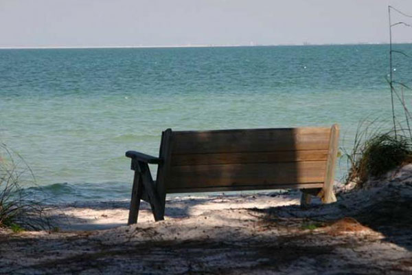 Bench on teh beach at Anna Maria Island City Park